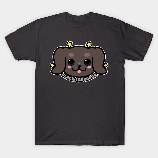 KAWAII Black Labrador Dog Face T-Shirt by TechraNova